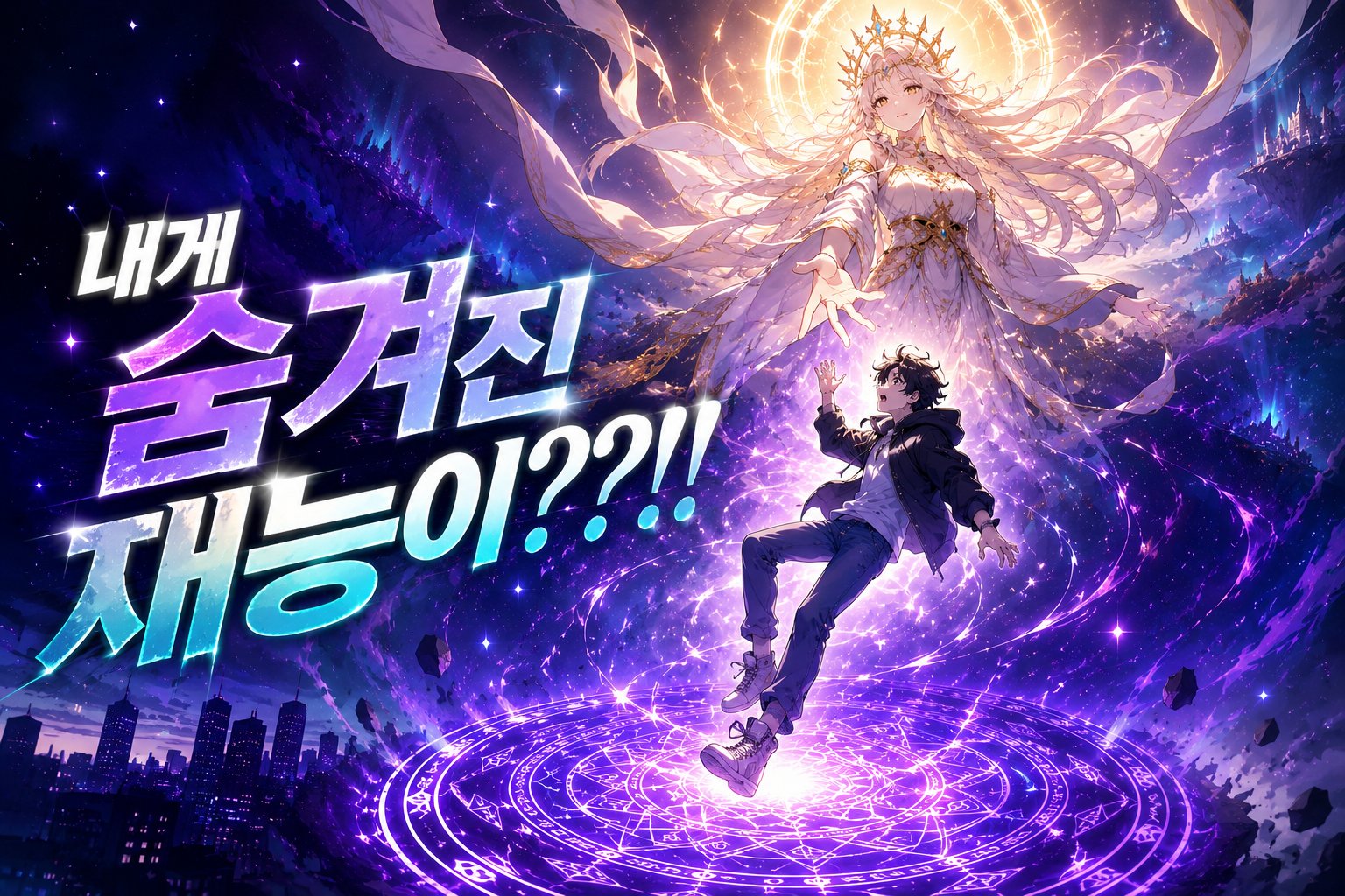 여신에게 간택받아 이세계로 소환되는 장면